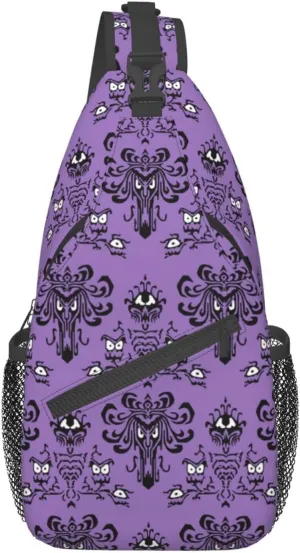 GTEVUTS Purple Haunt Mansion Crossbody Bags Sling Bag for for Women Men, Cute Fashion Chest Bag Casual Small Shoulder Bags Travel Hiking Cycling Gym Sport Lightweight Daypack Adult Backpack
