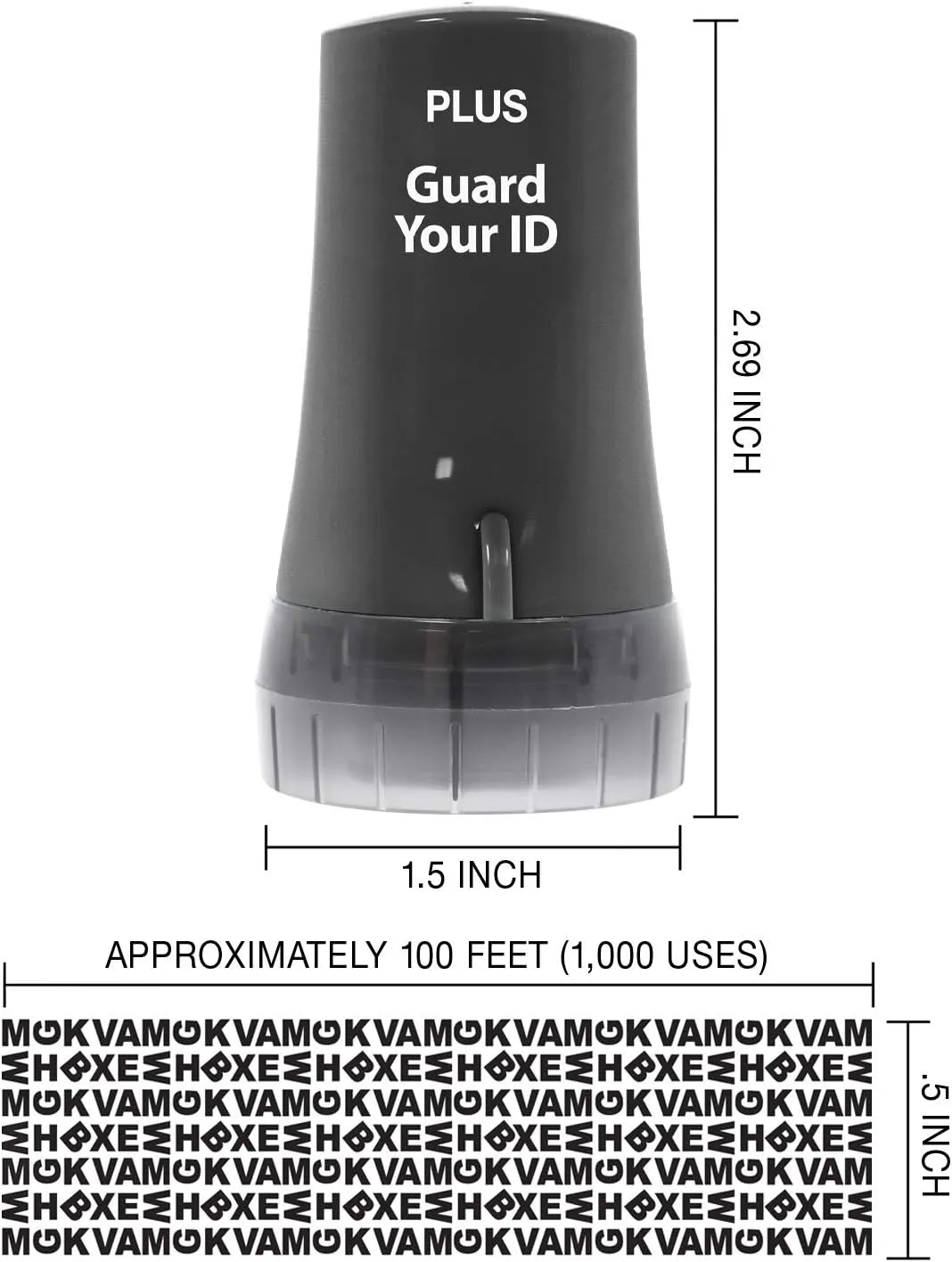 Guard Your ID Advanced Security Roller 2.0 for Identity Theft Prevention Stamping Black