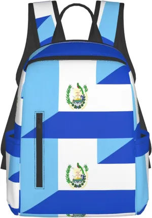 Guatemala Guatemalan El Salvador Flag Casual Laptop Backpack Travel Rucksack Sports Daypack Adjustable Strap Bags with Multi-Pockets for Working Running Camping