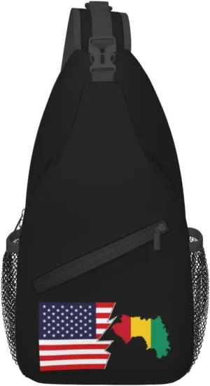 Guinea Terrain Map And America Crossbody Bags For Women Men Chest Backpack Gym Shoulder Bag Travel Outdoor Sports Casual Crossbody Bags