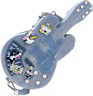 Guitar Purse Guitar Shaped Shoulder Bag Creative Music Punk Y2k Denim Crossbody Bags Handbag