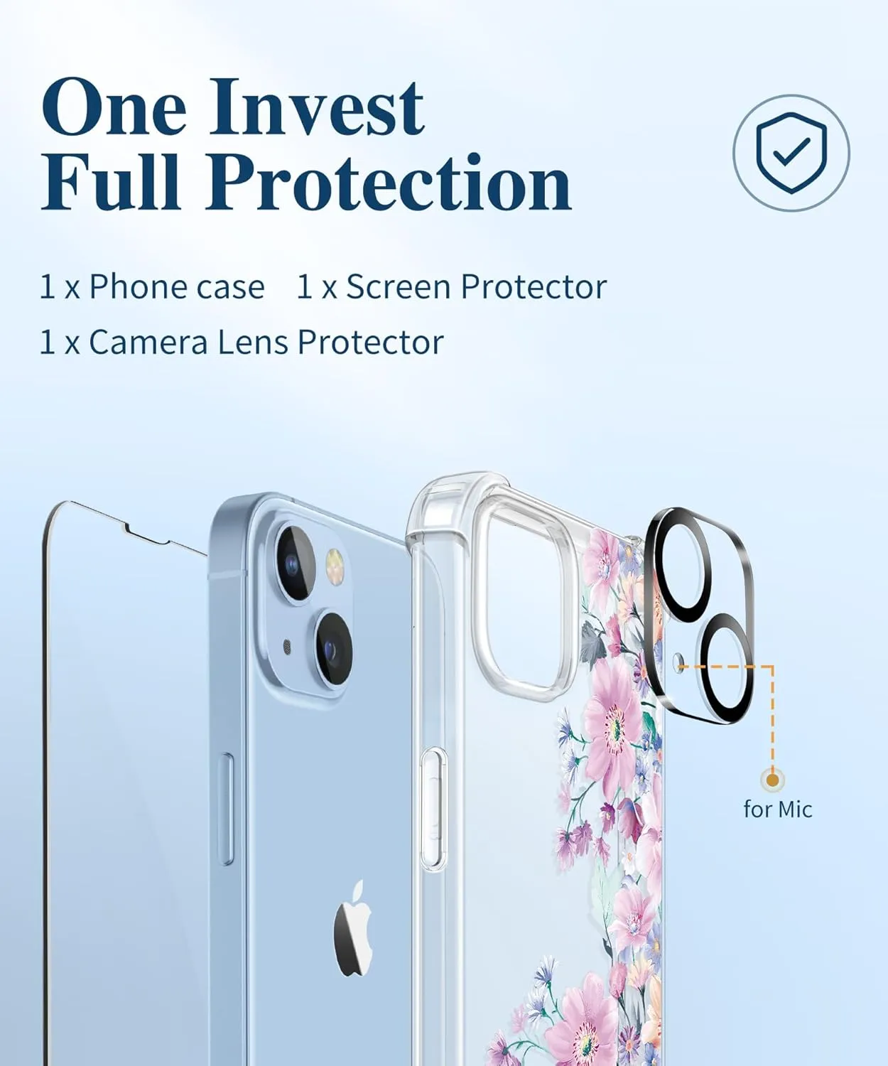 GVIEWIN for iPhone 14 Case Floral, with Screen Protector   Camera Lens Protector, [Non Yellowing]Soft Shockproof Clear Phone Protective Cover for Women, Flower Pattern Design 6.1"(Anemone Blooms/Pink)