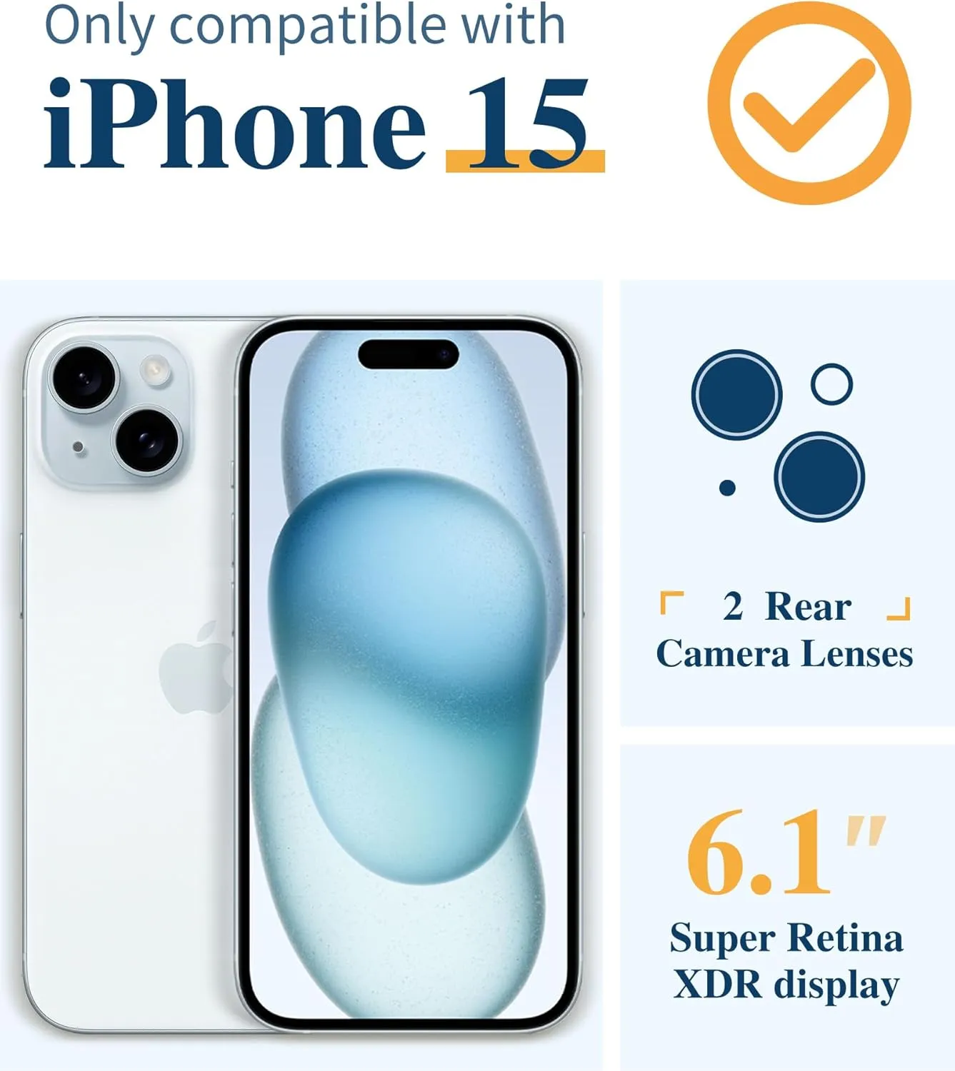 GVIEWIN for iPhone 15 Case, [3 in 1] with Screen Protector & Camera Lens Protector, Clear Soft Shockproof Slim Fit Floral Phone Cover for Women Girls 2023 6.1" (Aconite/Light Blue)