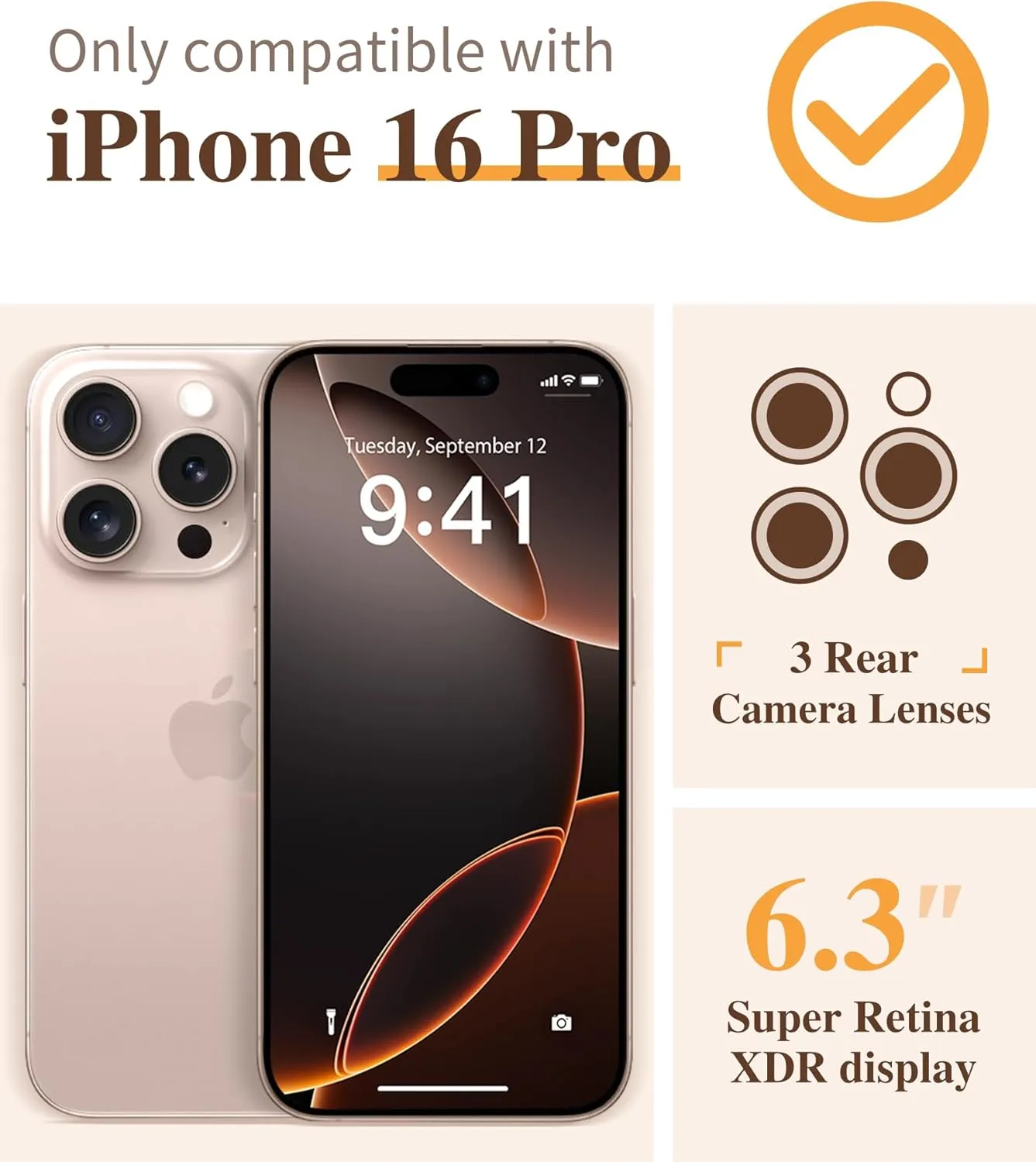 GVIEWIN for iPhone 16 Pro Case, with Screen Protector & Camera Lens Protector [Not Yellowing] Floral Slim Shockproof Protective Clear Flower Women Phone Cover 6.3'' (Vibrant Spring)