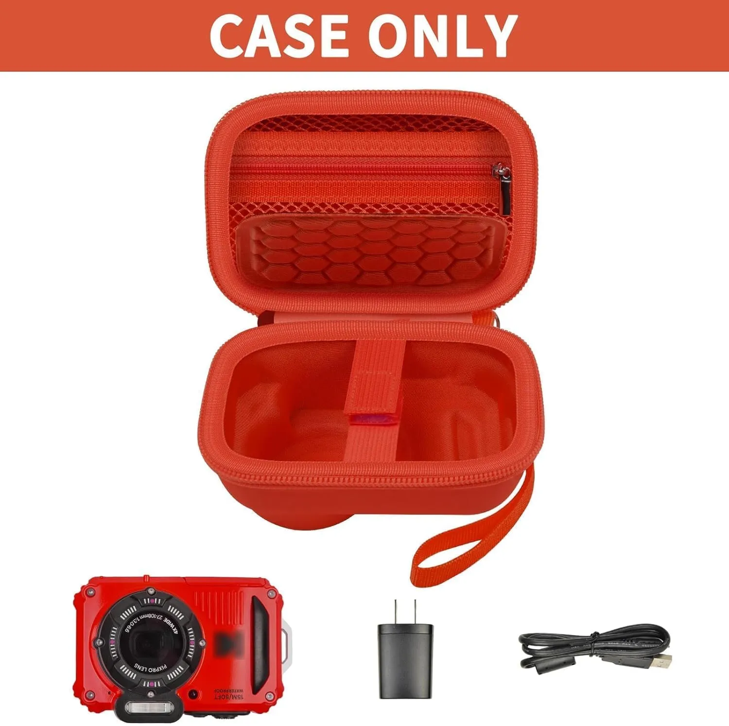 GWCASE Case Compatible with PIXPRO WPZ2 Rugged Digital Camera, Travel Storage Protective Holder for Point and Shoot Digital Cameras, SD Card, Batteries Accessories- Red (Box Only)
