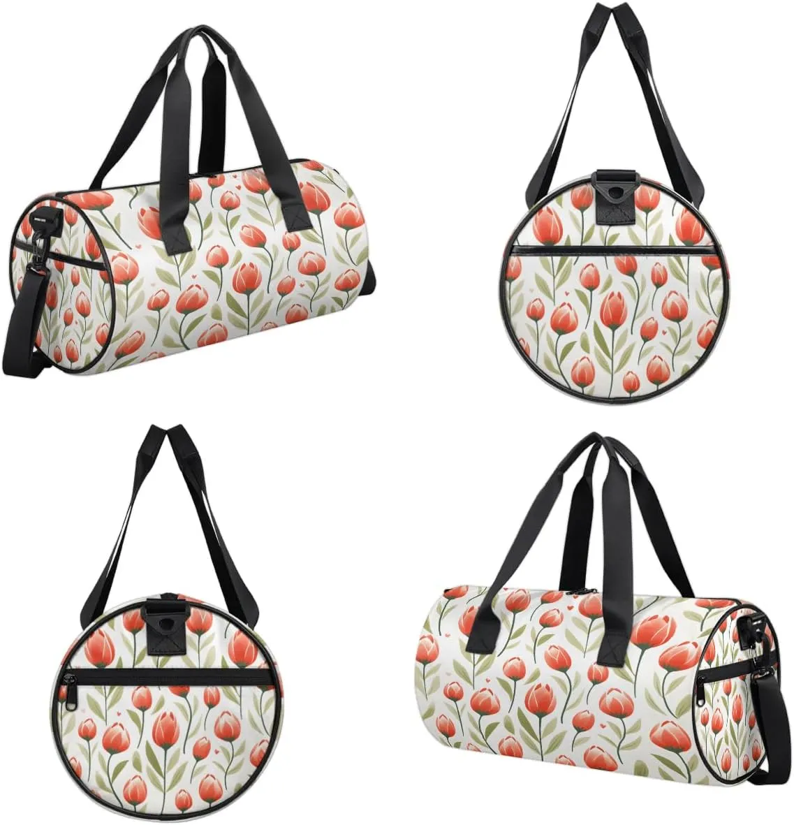 Gym Bags for Men Women Cute Tulip Sports Duffel Bags Carry On Travel Duffle Bag with Detachable Adjustable Shoulder Strap Overnight Weekender Bag