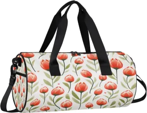 Gym Bags for Men Women Cute Tulip Sports Duffel Bags Carry On Travel Duffle Bag with Detachable Adjustable Shoulder Strap Overnight Weekender Bag