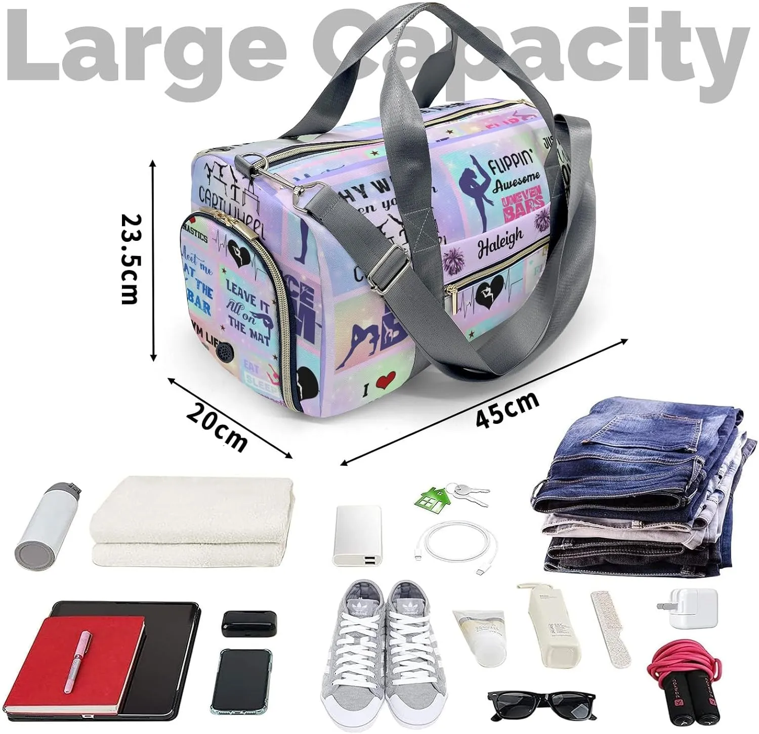 Gymnastics Duffle Bag for Travel, Carry on Bag Travel Bags Athlete Gymnast Canvas Travel Duffel Bag Overnight Weekend Gym Bag Carry On Luggage Bags