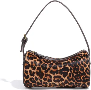 Hair-On Leather Hobo Crossbody Bag for Women, Barrel Handbag, Small Shoulder purse, Stylish and Lightweight