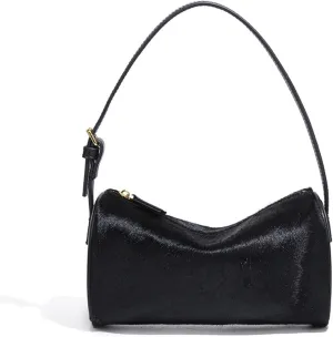 Hair-On Leather Hobo Crossbody Bag for Women, Barrel Handbag, Small Shoulder purse, Stylish and Lightweight