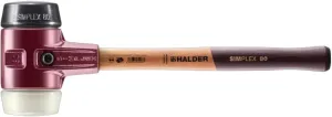 Halder Simplex Soft-Faced Mallet, Medium-Hard Rubber Insert, Hard Nylon Insert, Cast Iron Housing with Handle Protection Sleeve, Varnished Wooden Handle, 80mm, 6.4 lbs.