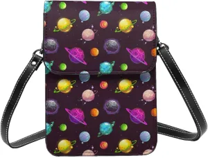 Halloween Bats and Flower Cell Phone Purse Small Crossbody Bags For Women Men Wallet Purses With Adjustable Strap