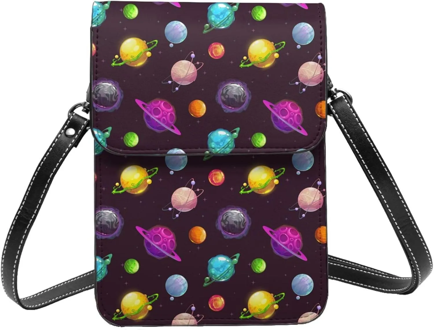 Halloween Bats and Flower Cell Phone Purse Small Crossbody Bags For Women Men Wallet Purses With Adjustable Strap