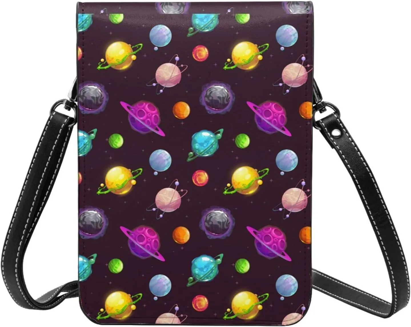 Halloween Bats and Flower Cell Phone Purse Small Crossbody Bags For Women Men Wallet Purses With Adjustable Strap