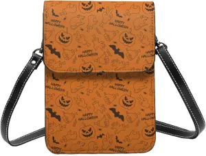 Halloween Witch Riding A Broom Cell Phone Purse Small Crossbody Bag For Women Men Wallet Purses With Adjustable Strap