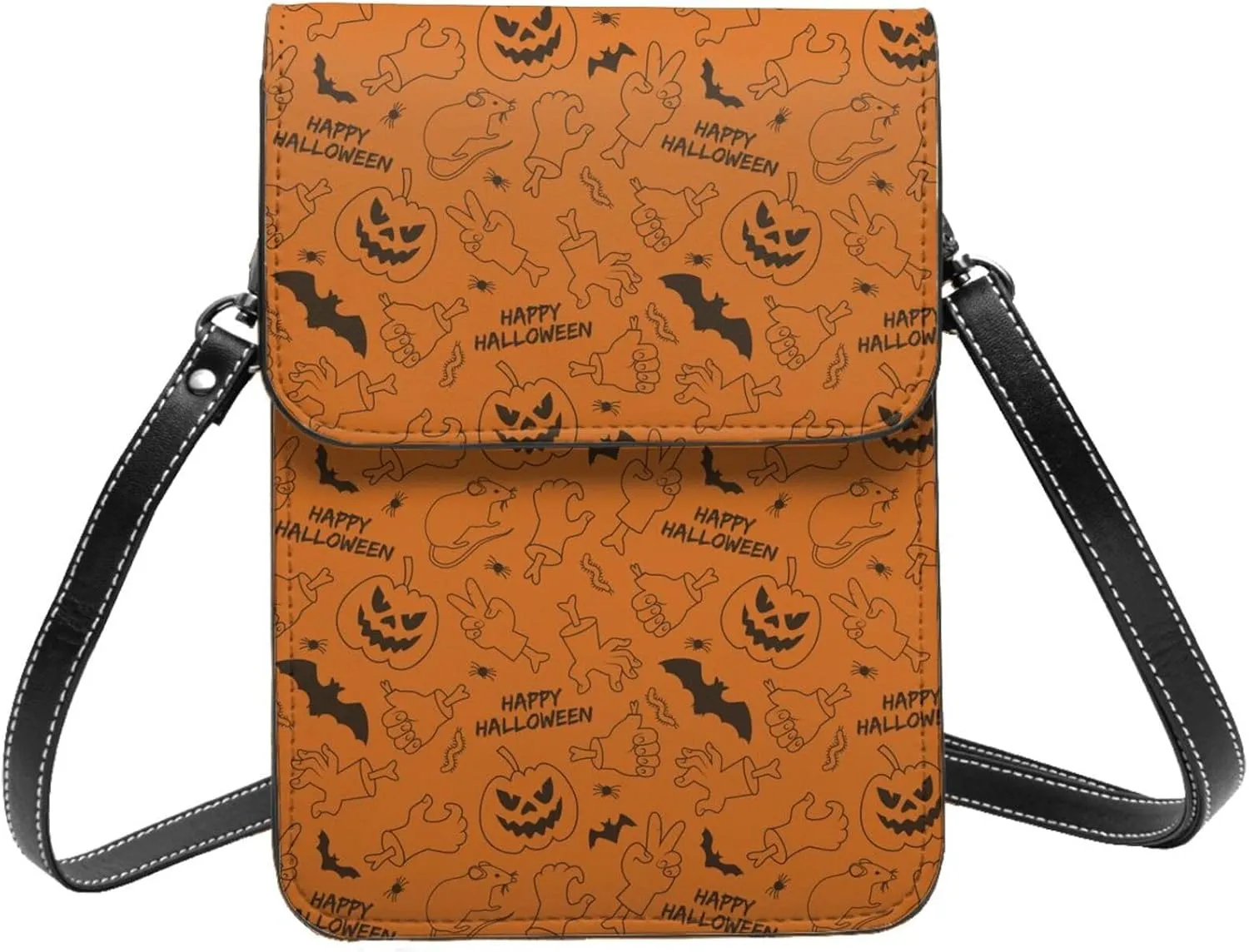 Halloween Witch Riding A Broom Cell Phone Purse Small Crossbody Bag For Women Men Wallet Purses With Adjustable Strap
