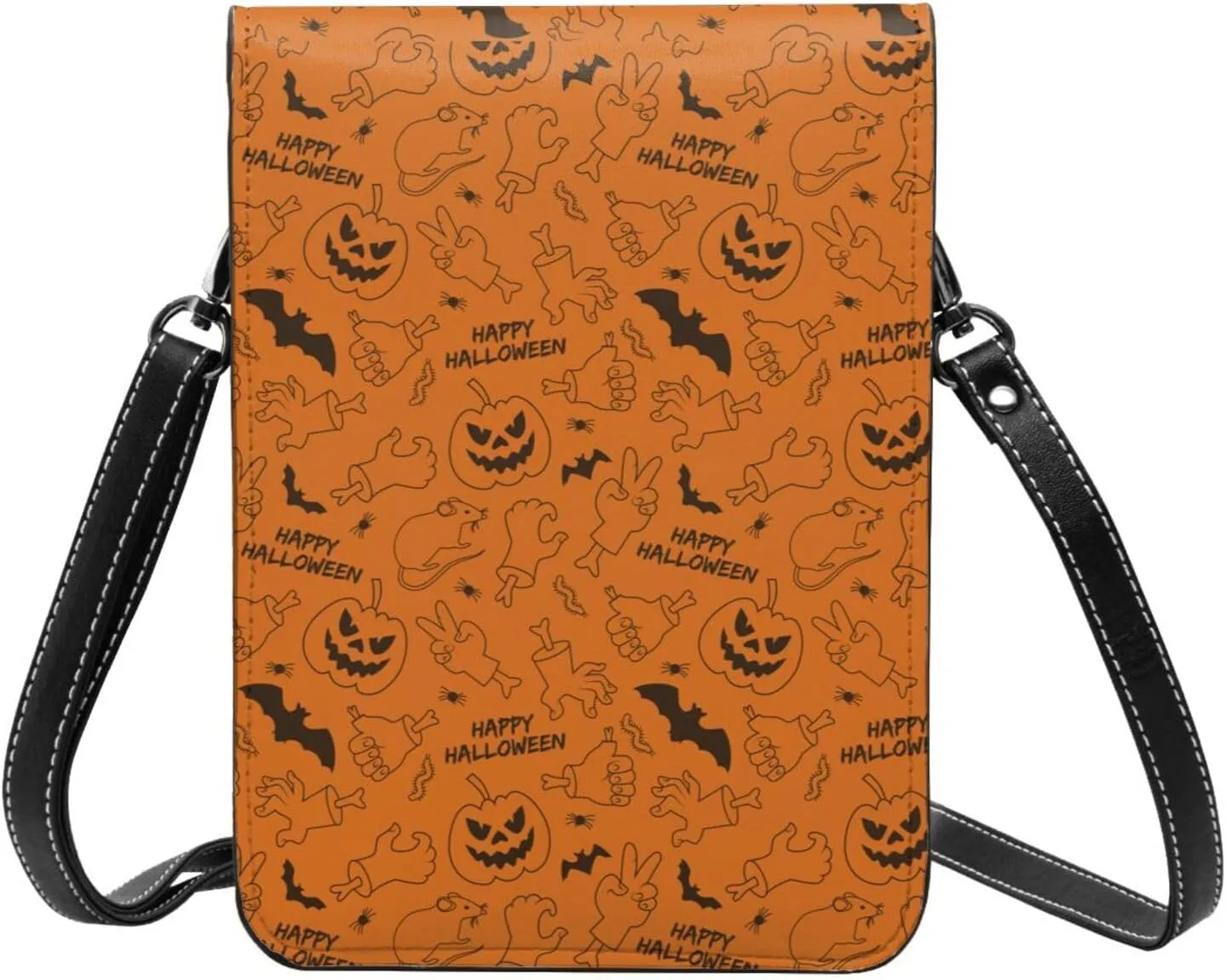 Halloween Witch Riding A Broom Cell Phone Purse Small Crossbody Bag For Women Men Wallet Purses With Adjustable Strap