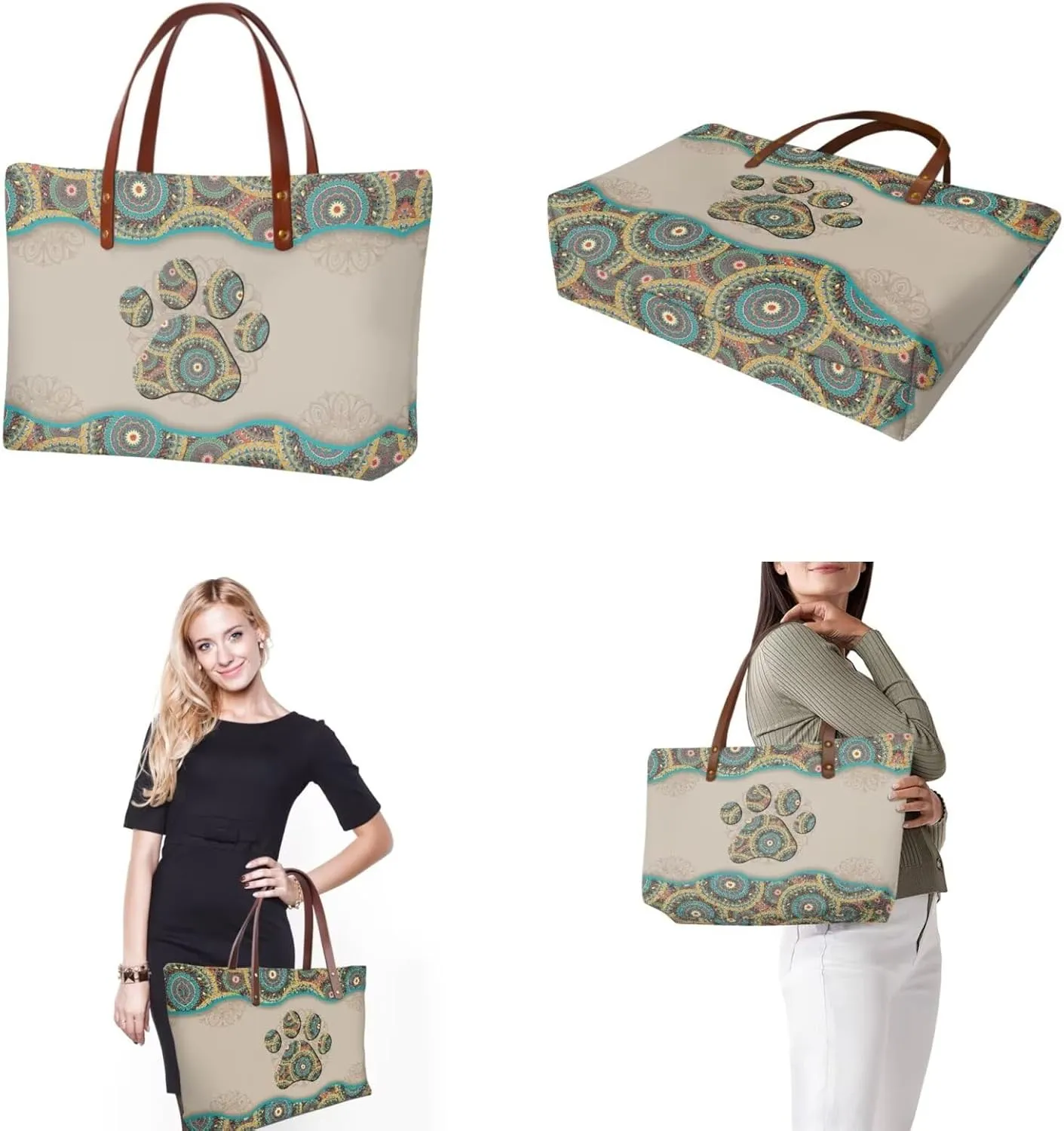 Handbag Purses Set of 2 for Women Portable Top Handle Tote Bag Shoulder Bag with Cash Wallet for Shopping Tours