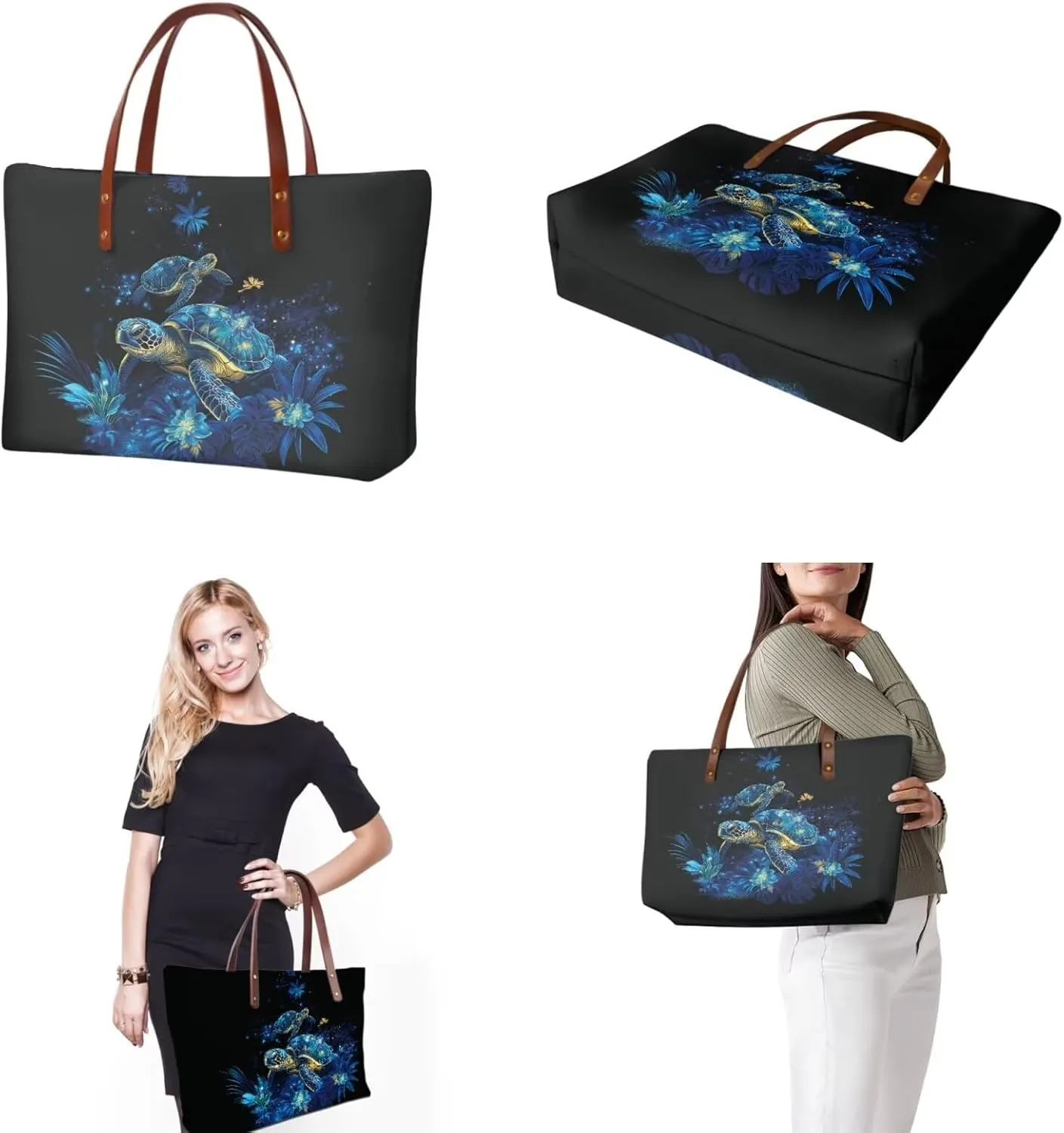 Handbag Purses Set of 2 for Women Portable Top Handle Tote Bag Shoulder Bag with Cash Wallet for Shopping Tours