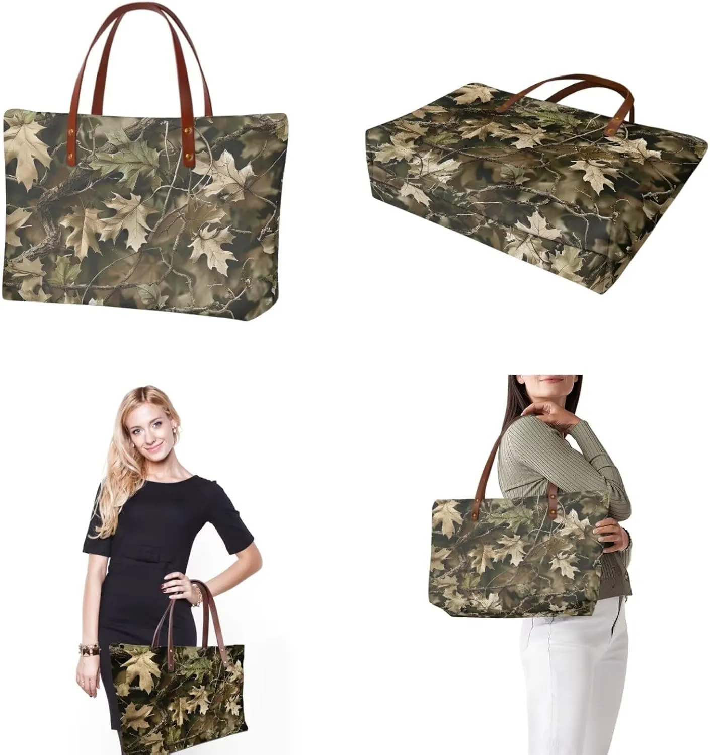 Handbag Purses Set of 2 for Women Portable Top Handle Tote Bag Shoulder Bag with Cash Wallet for Shopping Tours