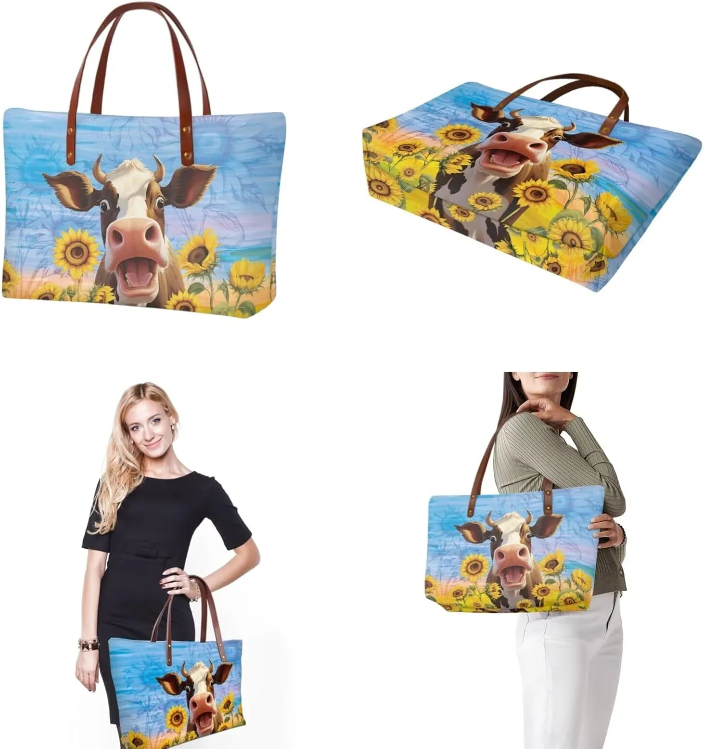Handbag Purses Set of 2 for Women Portable Top Handle Tote Bag Shoulder Bag with Cash Wallet for Shopping Tours