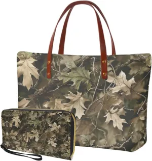 Handbag Purses Set of 2 for Women Portable Top Handle Tote Bag Shoulder Bag with Cash Wallet for Shopping Tours