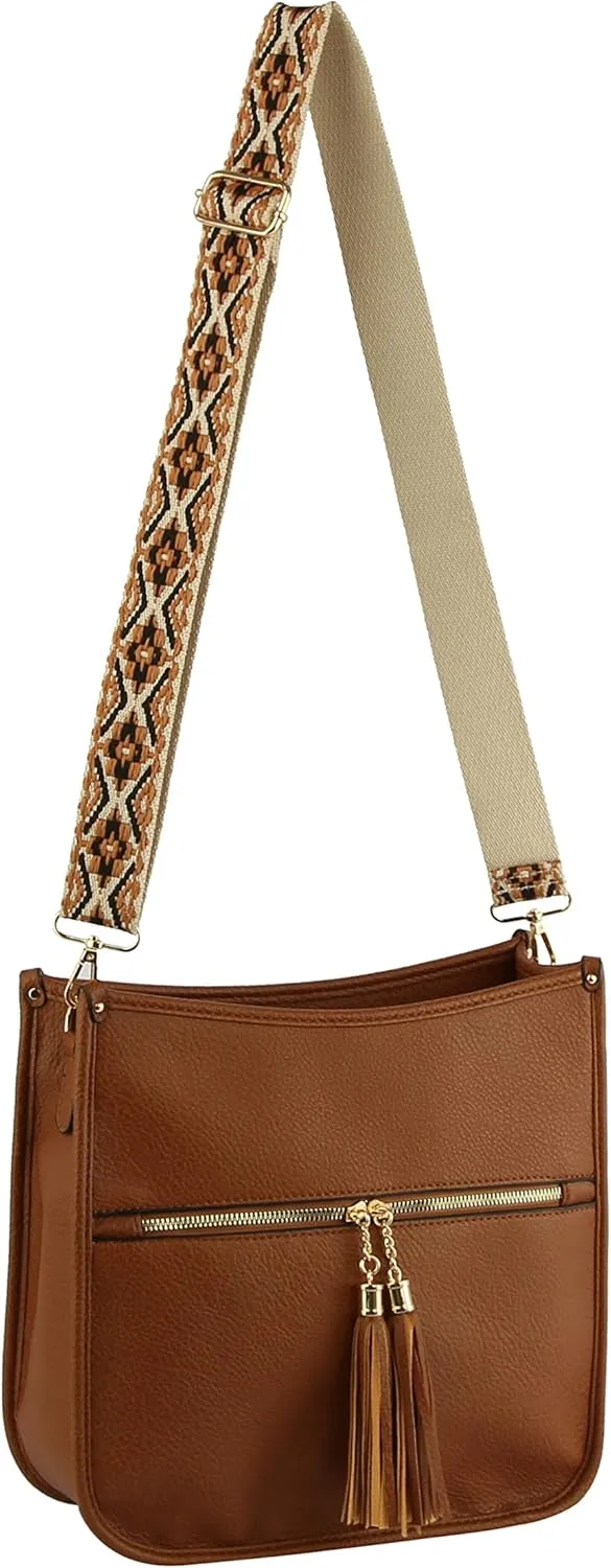 Handbag Republic HR Womens Crossbody Tassel Shoulder Bag with Adjustable Strap