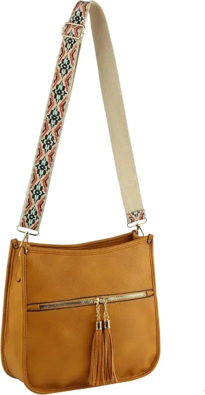 Handbag Republic HR Womens Crossbody Tassel Shoulder Bag with Adjustable Strap