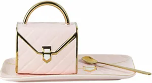 Handbag-Shaped Creative Mug With Saucer & Spoon, To Handbag Lovers, Wife And Girlfriend Holiday Gifts, Pink