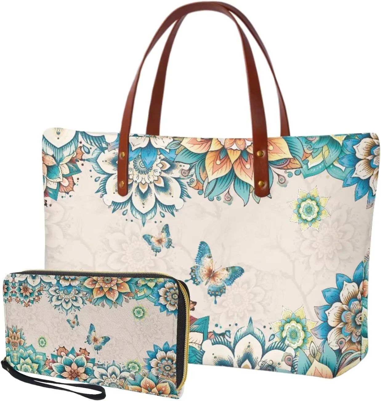 Handbag with Matching Wallet for Women Lightweight Top Handle Satchel Shoulder Bag with Purses for Shopping Work