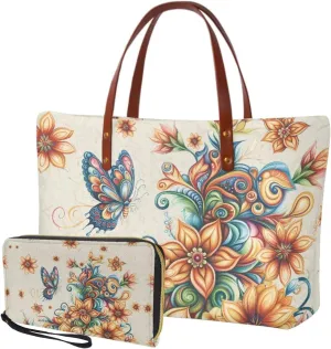 Handbag with Matching Wallet for Women Lightweight Top Handle Satchel Shoulder Bag with Purses for Shopping Work