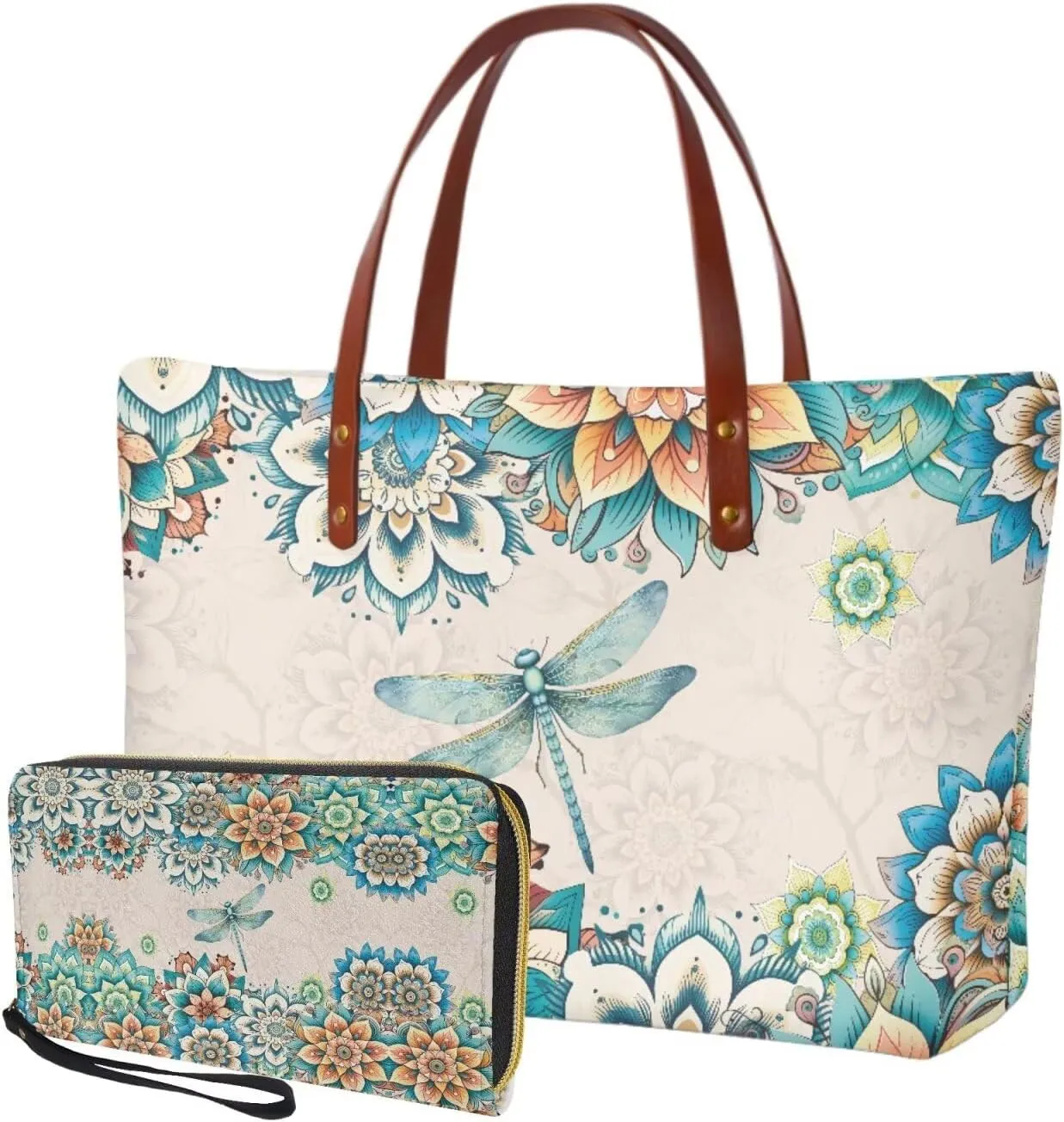 Handbag with Matching Wallet for Women Lightweight Top Handle Satchel Shoulder Bag with Purses for Shopping Work
