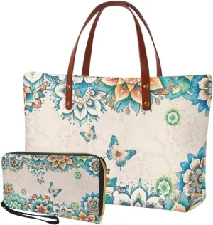 Handbag with Matching Wallet for Women Lightweight Top Handle Satchel Shoulder Bag with Purses for Shopping Work