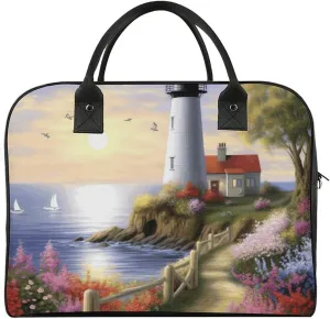 Handbags, Lighthouse Painting Printed Handbags,durable Handbags,office Handbags,travel Handbags,universal Handbags