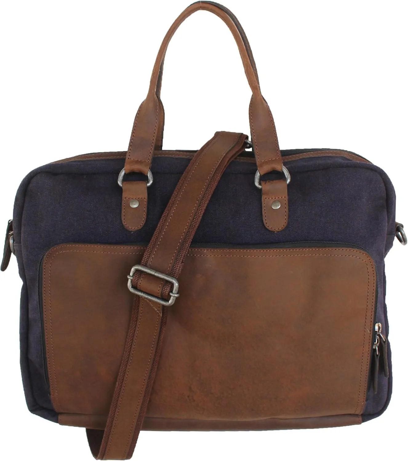 Handcrafted Canvas Office Work Messenger Portfolio Travel Bag Brown 18SKM01