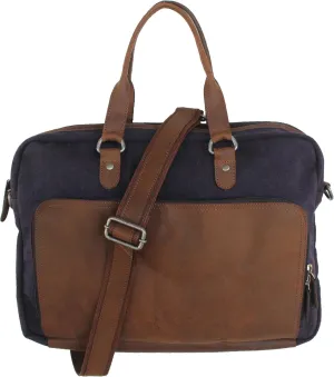 Handcrafted Canvas Office Work Messenger Portfolio Travel Bag Brown 18SKM01