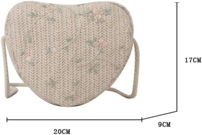 Handmade Bag, Heart Shape Straw Handbag Women's Bohemian Braided Crossbody Bag Women Vacation