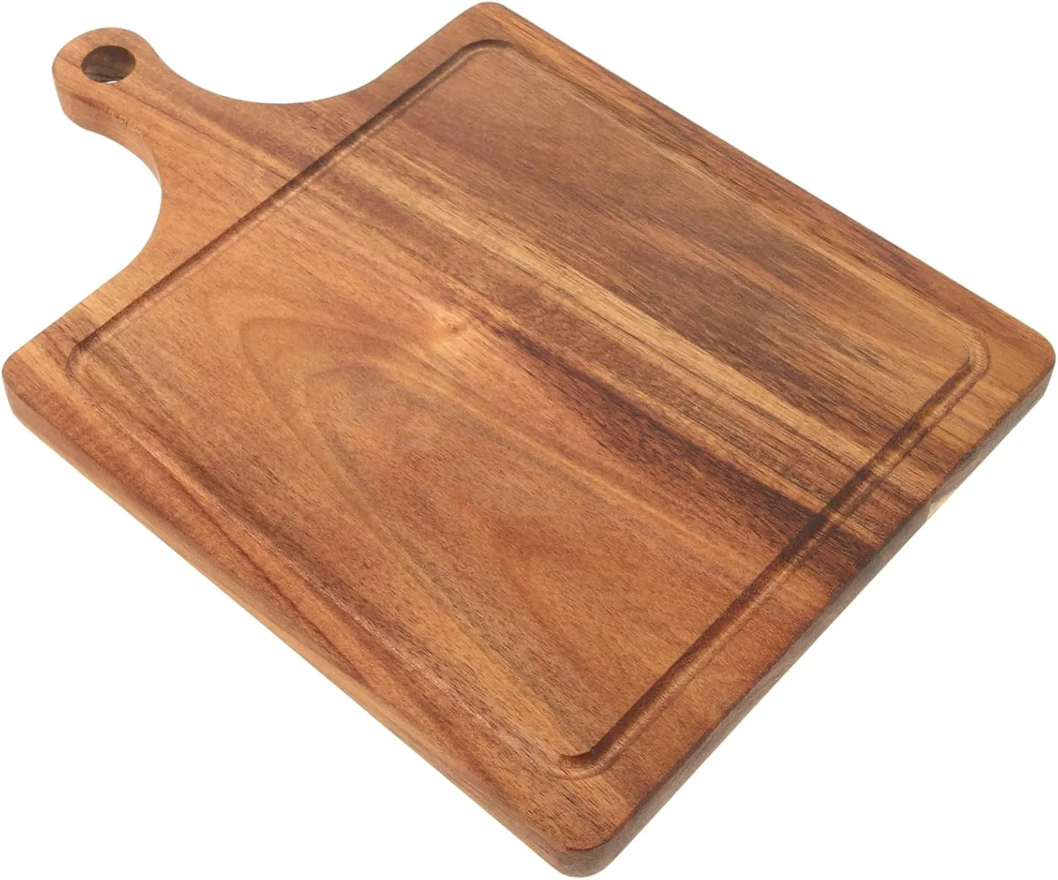 Handmade Wooden Serving Tray Pizza Cutting Board with Handle Grooves Charcuterie Board for Bread Fruit Desserts Natural Wood Board for Home Restaurant
