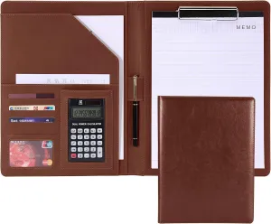 Handsome Padfolio/Resume Portfolio Folder,Interview/Conference Document Organizer & Business Card Holder,A4 Binder Portfolio & Office Conference Notepad clipboard Folder, Brown
