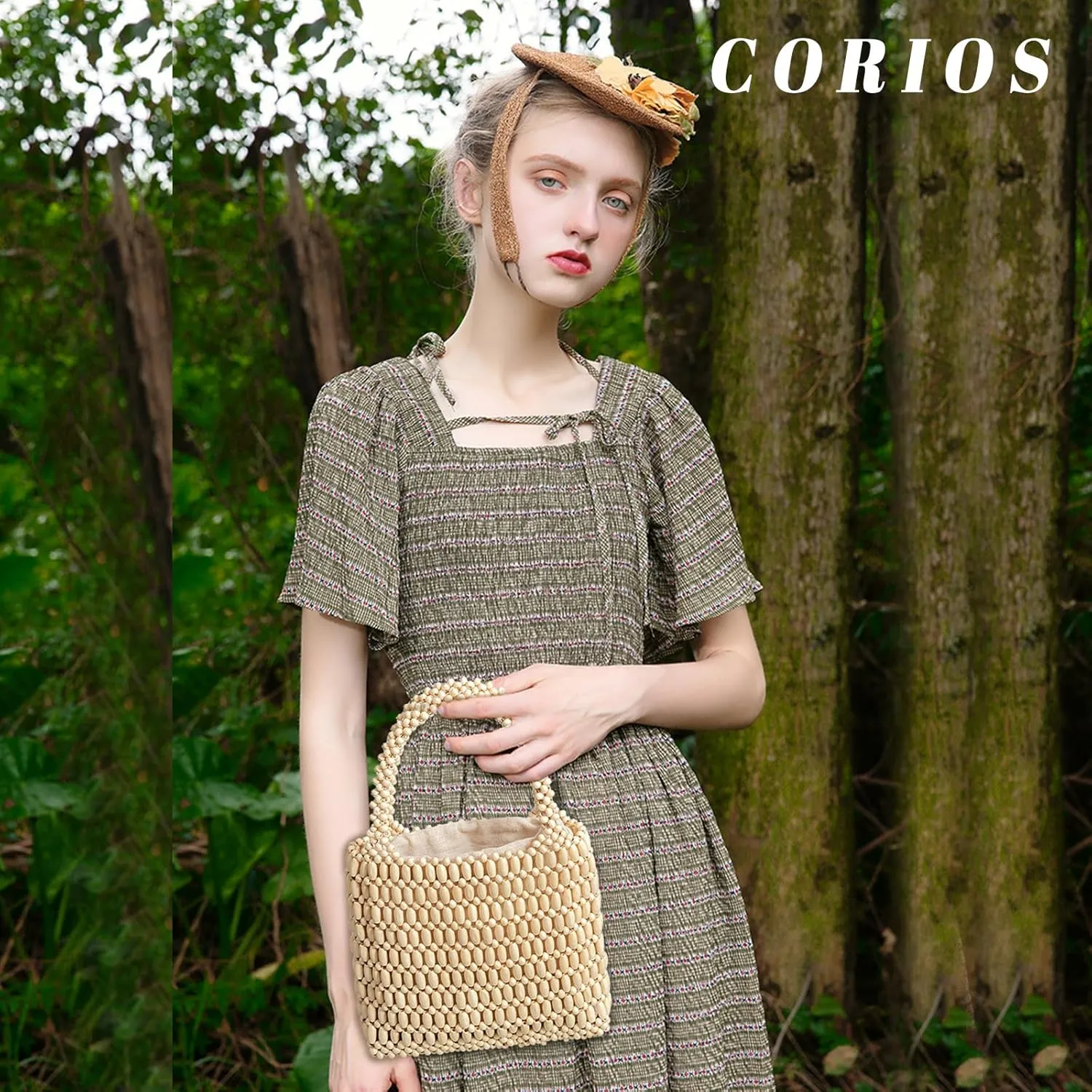 Handwoven Tote Bag for Women - Woven Drawstring Handbag - Bohemian Clutch & Summer Beach Bag