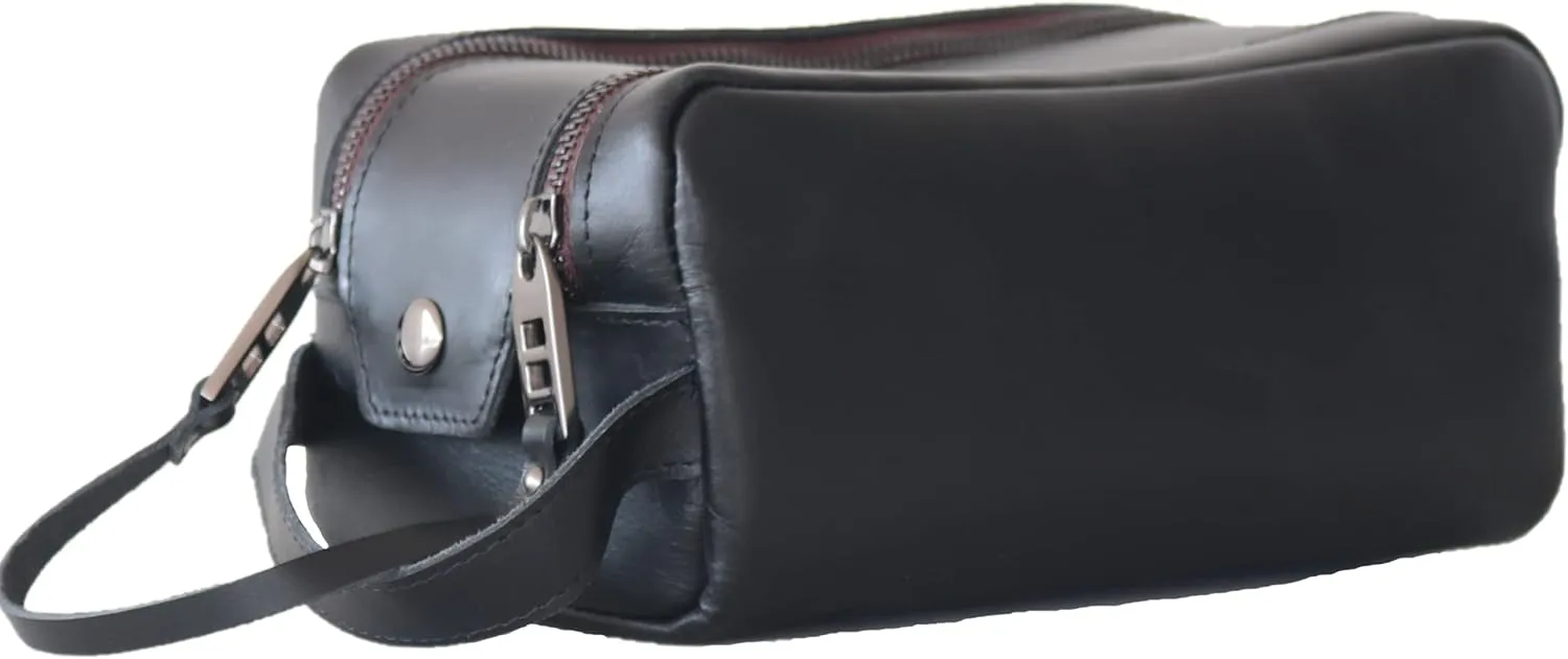 hanging toiletry bag, mens toiletry bag leather dopp kit mens travel bag toiletry cosmetic bag mens shaving bag (2 Black)