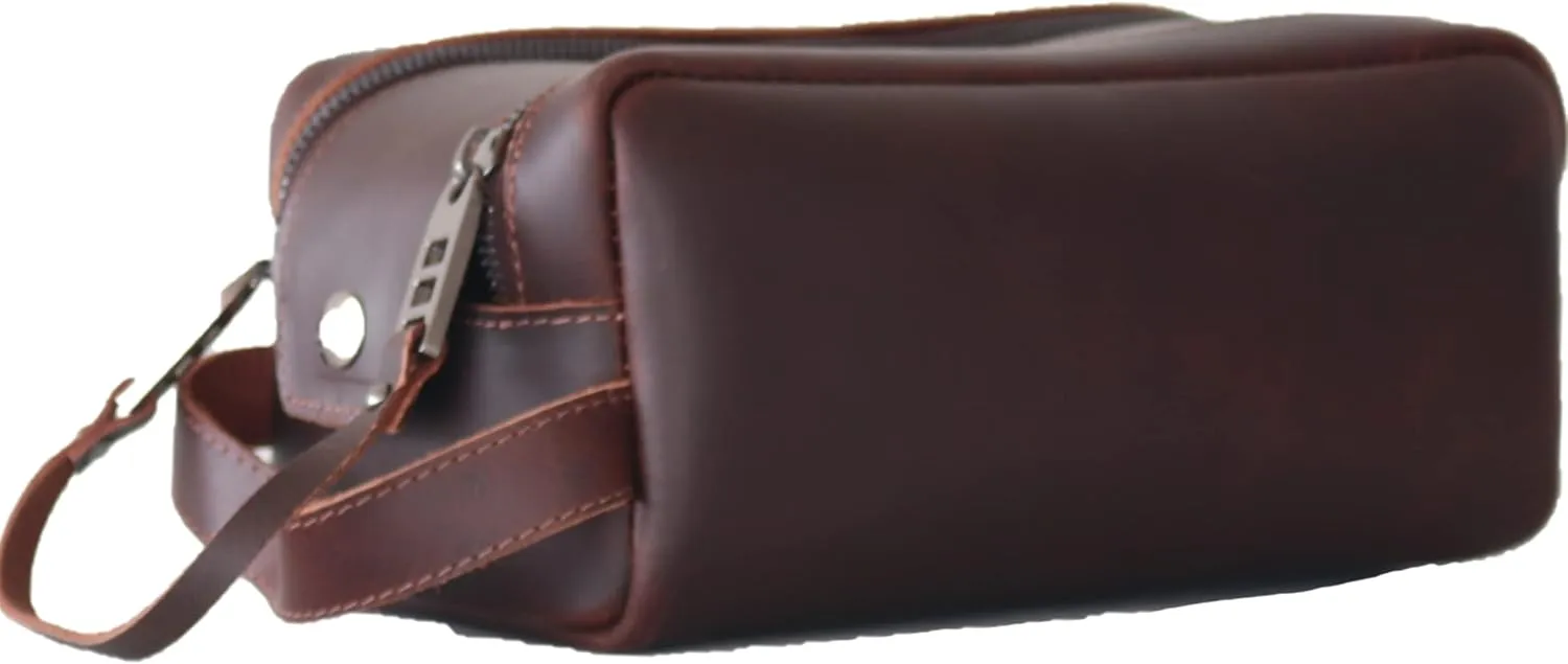 hanging toiletry bag, mens toiletry bag leather dopp kit mens travel bag toiletry cosmetic bag mens shaving bag (3 Dark Brown)
