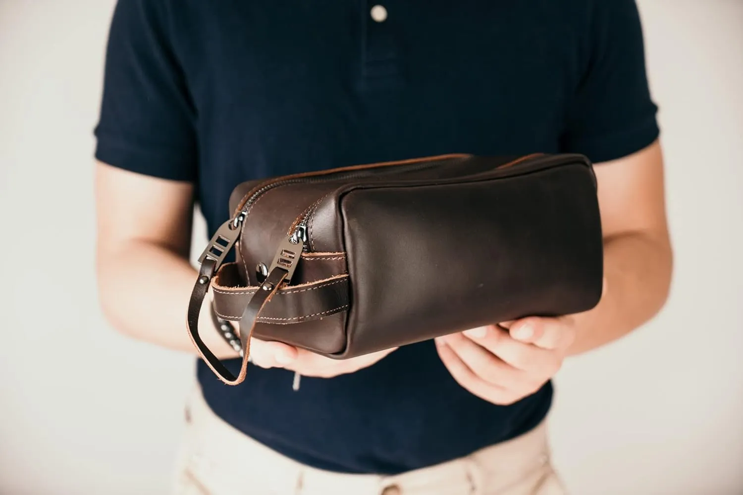 hanging toiletry bag, mens toiletry bag leather dopp kit mens travel bag toiletry cosmetic bag mens shaving bag (3 Dark Brown)