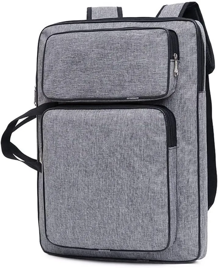 haozaikeji A3 Artist Portfolio Carry Case Bag Portable Waterproof Canvas Shoulder Bag Painting Pad Backpack for Sketching Painting Art Supplies with Shoulder Straps & Carry Handle