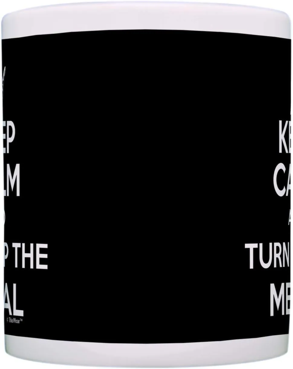 Hard Rock Heavy Metal Music Keep Calm and Turn Up The Metal 11oz Ceramic Coffee Mug with Handle