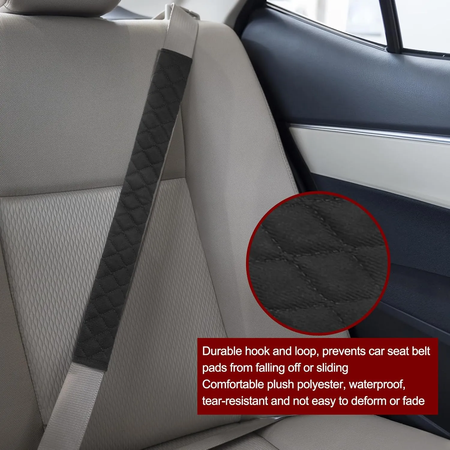 HARFINGTON 2pcs Seatbelt Covers 33.5 Inch Car Seat Belt Pads Cover Auto Seatbelt Strap Shoulder Pad Universal Automotive Seat Belt Cushion Pad for Auto SUV Truck, Black