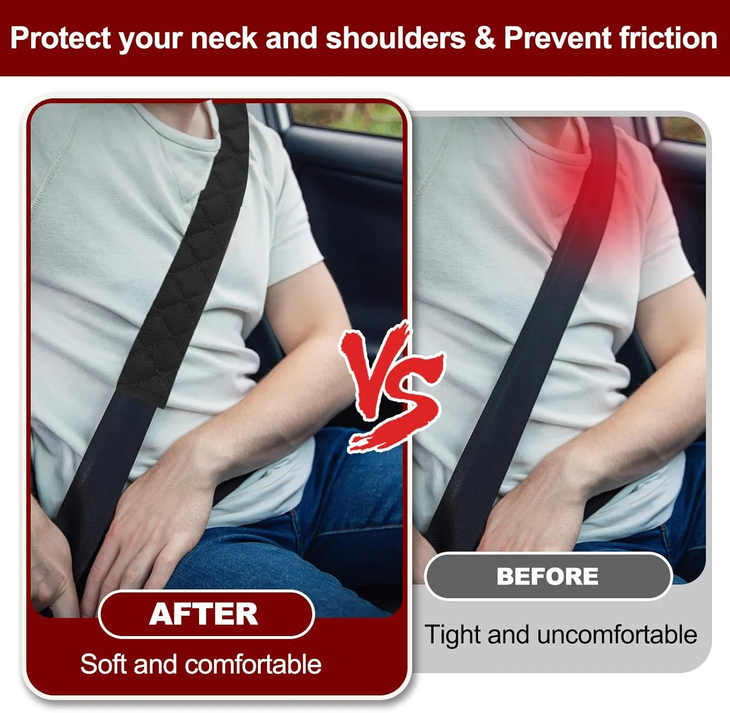 HARFINGTON 2pcs Seatbelt Covers 33.5 Inch Car Seat Belt Pads Cover Auto Seatbelt Strap Shoulder Pad Universal Automotive Seat Belt Cushion Pad for Auto SUV Truck, Black