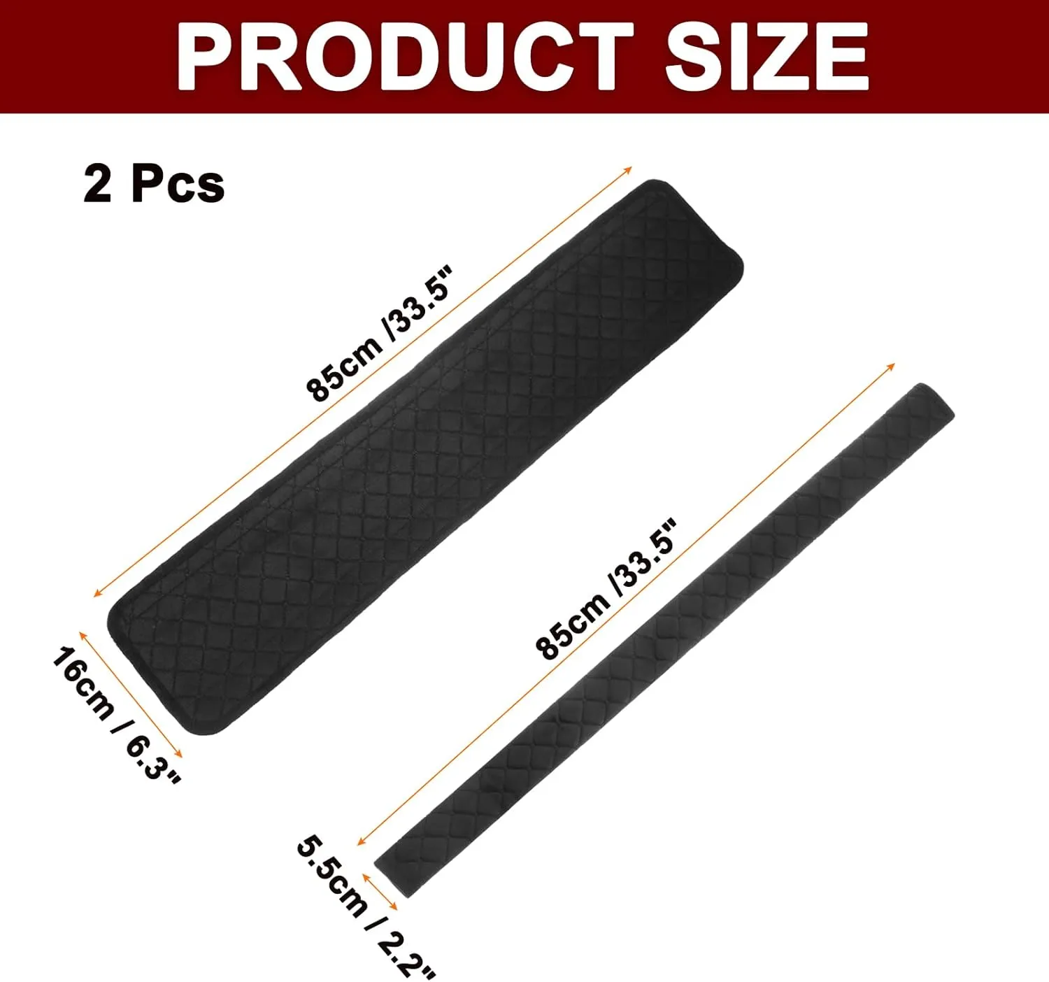 HARFINGTON 2pcs Seatbelt Covers 33.5 Inch Car Seat Belt Pads Cover Auto Seatbelt Strap Shoulder Pad Universal Automotive Seat Belt Cushion Pad for Auto SUV Truck, Black