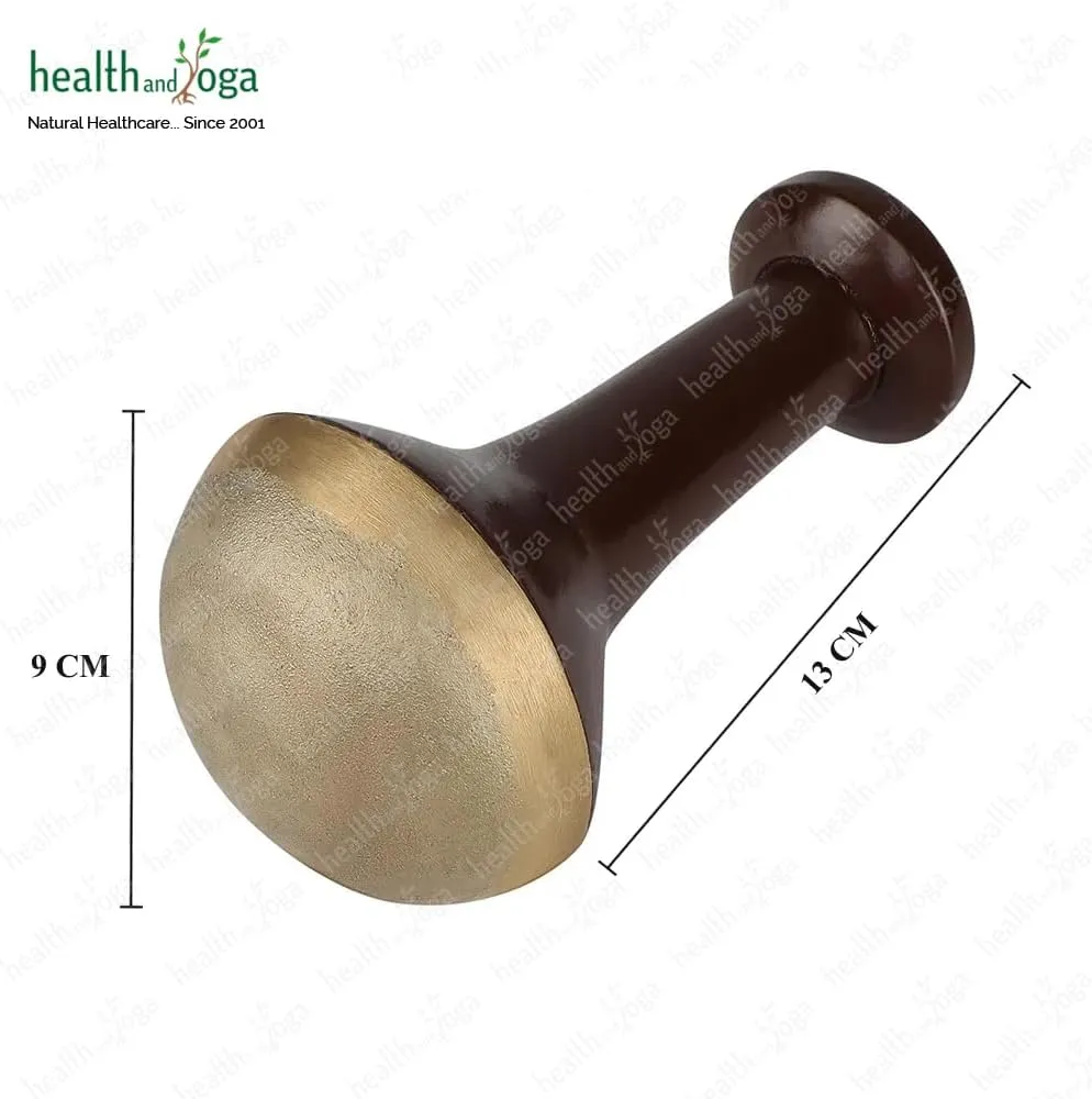 HealthAndYoga™ FootEase Kansa Vatki Stick - Ayurveda Bronze Foot Massager with Wooden Handle -Ancient Detox Pain Relief –Rough Surface for Exfoliation -Eases Tiredness and Relaxes Feet(Stick - Flamed)