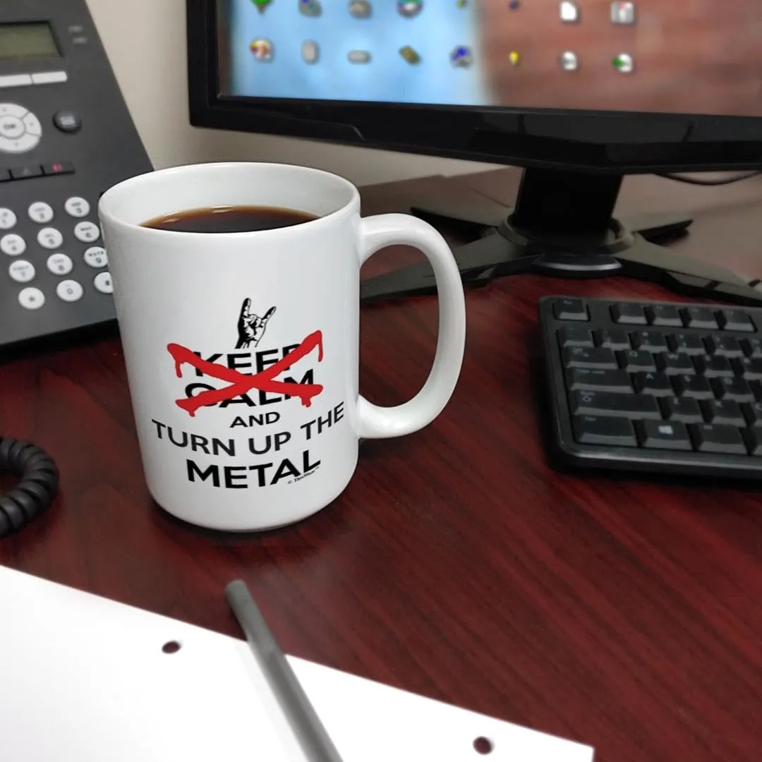 Heavy Metal Music Don't Keep Calm and Turn Up The Metal 2 Pack 15oz Ceramic Coffee Mug Set